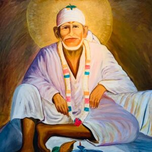 Shiri Sai Baba sitting on Rock Painting